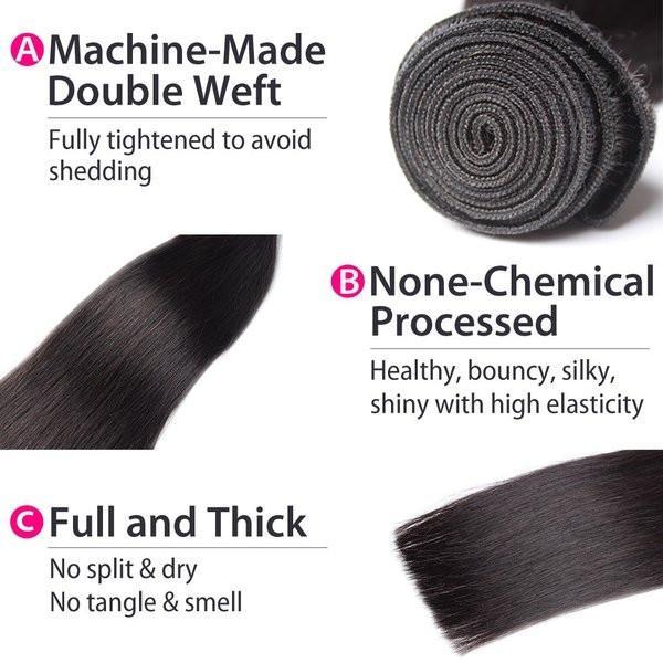 Closure Bundle Brazilian SYLK' Straight 12in Lace Closure, 16in, 18in Wefted Hair - bQute LuXe Hair & Lash Boutique