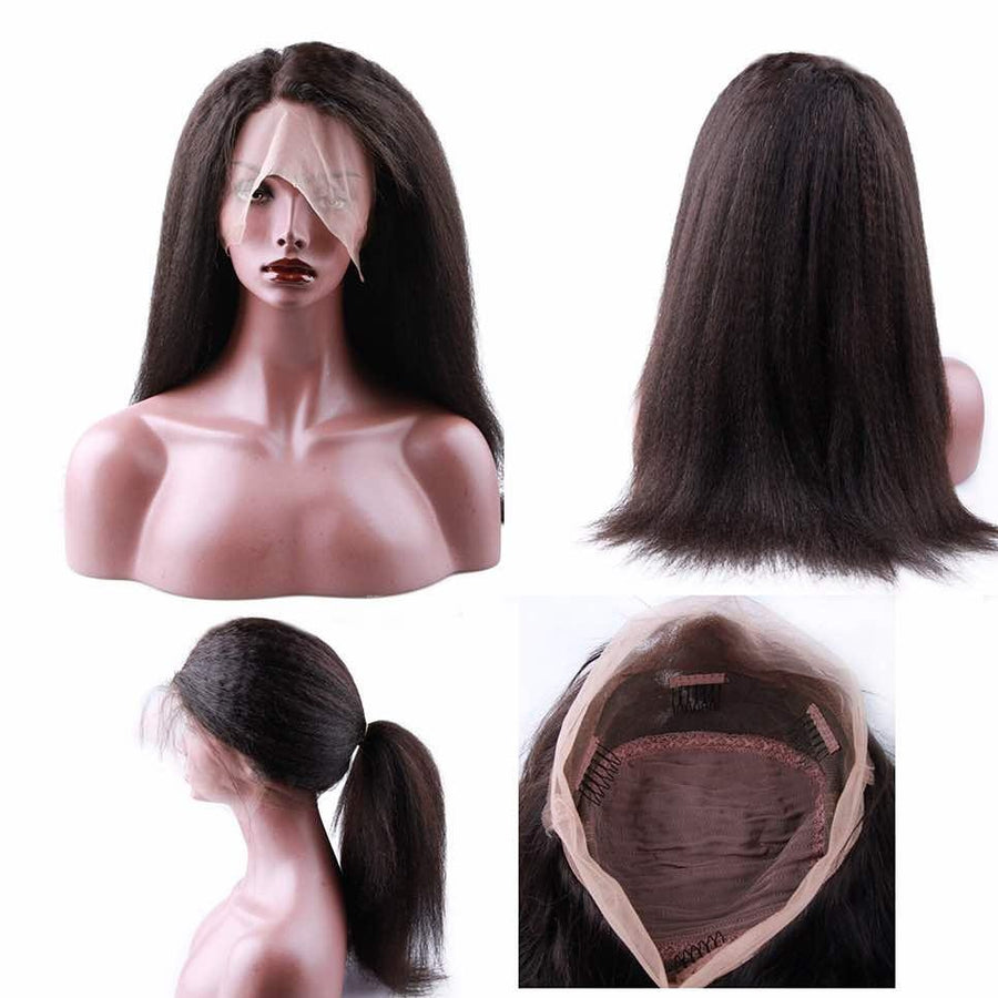 Brazilian virgin  Kinky Straight Hair 360 lace frontal wig - bQute LuXe Hair & Lash Boutique 