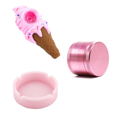 40mm Pink Weed Grinder Herb Grinder with Silicone Pipe Girly Smoking Accessories Wholesale Custom LOGO DIY