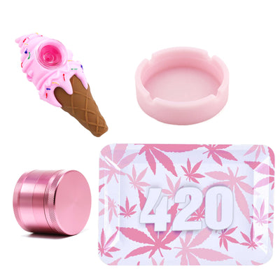 40mm Pink Weed Grinder Herb Grinder with Silicone Pipe Girly Smoking Accessories Wholesale Custom LOGO DIY