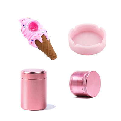 40mm Pink Weed Grinder Herb Grinder with Silicone Pipe Girly Smoking Accessories Wholesale Custom LOGO DIY