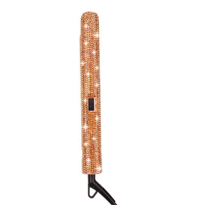 Rose Gold Bling LCD Digital Display Flat Iron Hand Made Crystal Diamond Rhinestones Titanium Plate Hair Straightener - bQute LuXe Hair & Lash Boutique