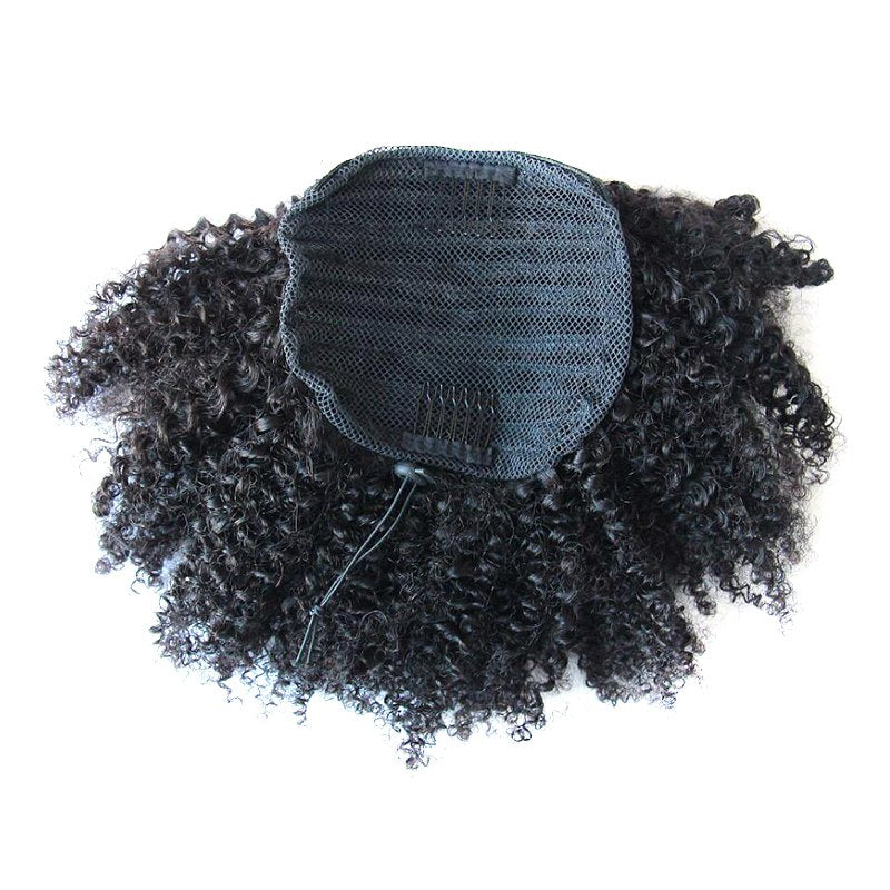 DLME Brazilian Hair Tight Curl Clip In Extensions 10-18 inch Kinky Curly Afro Puff Ponytail Hairpiece 100g No Tangle Synthetic - bQute LuXe Hair & Lash Boutique 