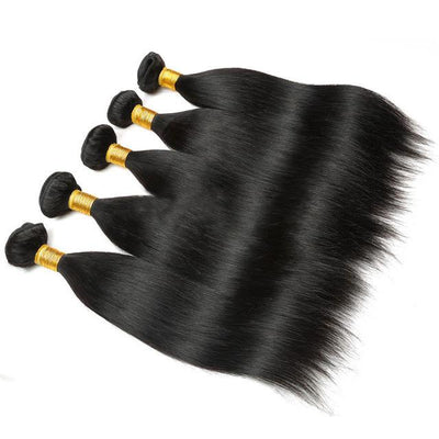 Sylk Straight 8-28 Inch Natural Color Human Hair Bundle Brazilian Body Wave Hair Weaving Black Non-Remy Hair Extension - bQute LuXe Hair & Lash Boutique