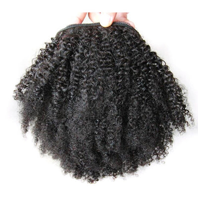 DLME Afro Kinky Curly Brazilian Ponytail Clip in Extension with Black Drawstring 10-18inch Pony Tail Piece High Temperature Hair - bQute LuXe Hair & Lash Boutique