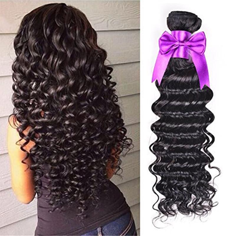 Brazilian Virgin Hair Deep Curly Wave 4 Bundles 100% Unprocessed Human Hair Natural Black Color Hair Extensions Can Be Dyed - bQute LuXe Hair & Lash Boutique