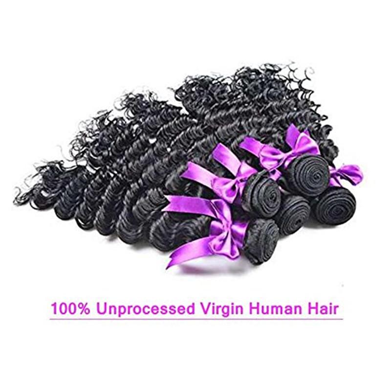 Brazilian Virgin Hair Deep Curly Wave 4 Bundles 100% Unprocessed Human Hair Natural Black Color Hair Extensions Can Be Dyed - bQute LuXe Hair & Lash Boutique