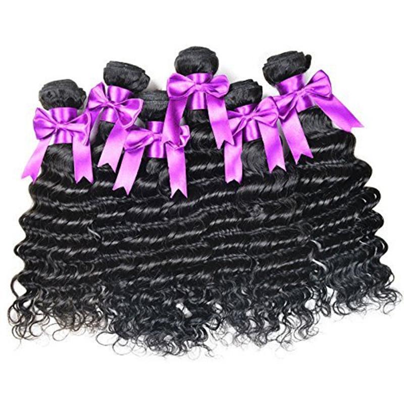 Brazilian Virgin Hair Deep Curly Wave 4 Bundles 100% Unprocessed Human Hair Natural Black Color Hair Extensions Can Be Dyed - bQute LuXe Hair & Lash Boutique