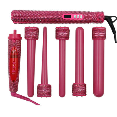 Hot Pink Crystal LCD  Hair straightener and Curling wands Kit /Hair Styling tools - bQute LuXe Hair & Lash Boutique