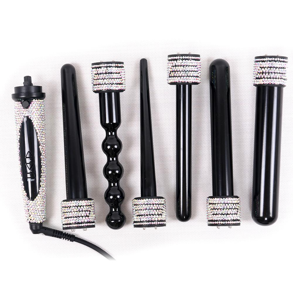 Professional Crystallized LCD 6 in 1 interchangeable curling wand/Curling wand Barrel - bQute LuXe Hair & Lash Boutique