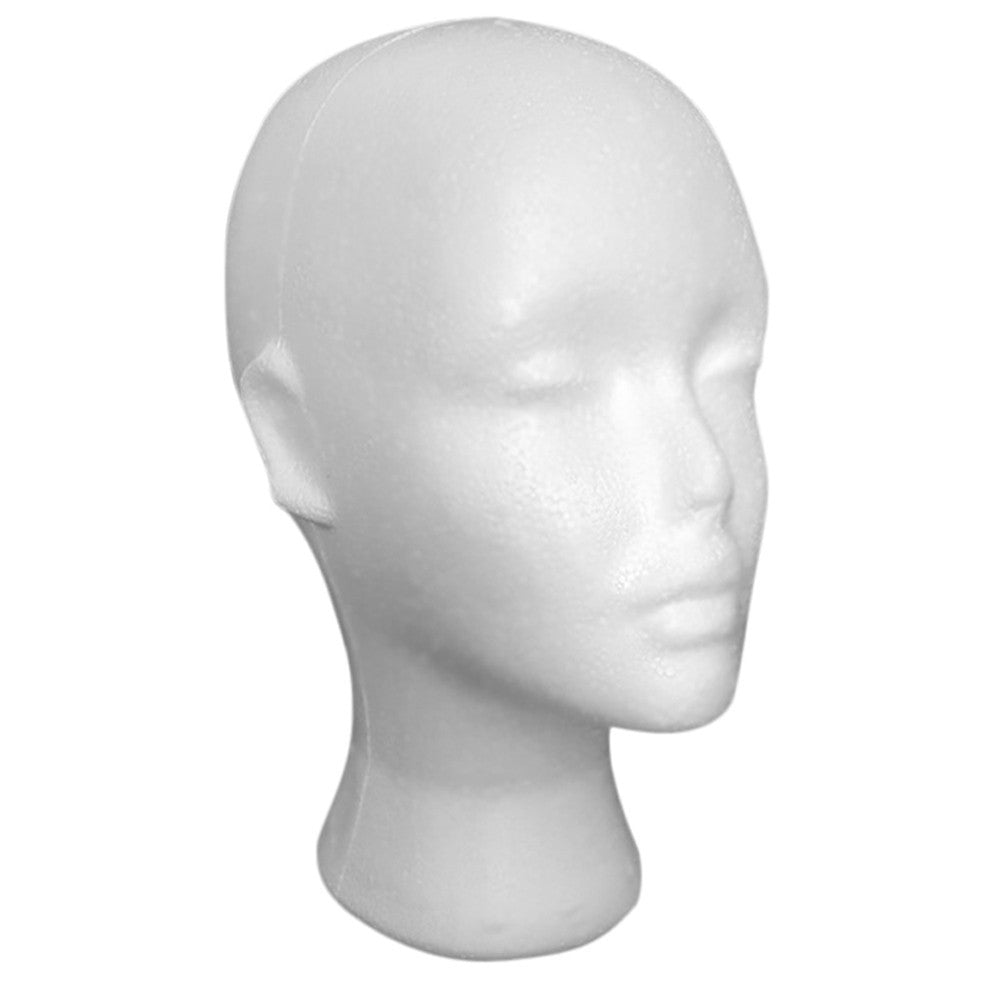 Styrofoam Foam Mannequin Female Head Model Dummy Wig Glasses Hat Display Stand - bQute LuXe Hair & Lash Boutique