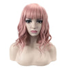 14 Inches Women Girls Short Curly Synthetic Wig with Air Bangs Lovely Pink - bQute LuXe Hair & Lash Boutique 