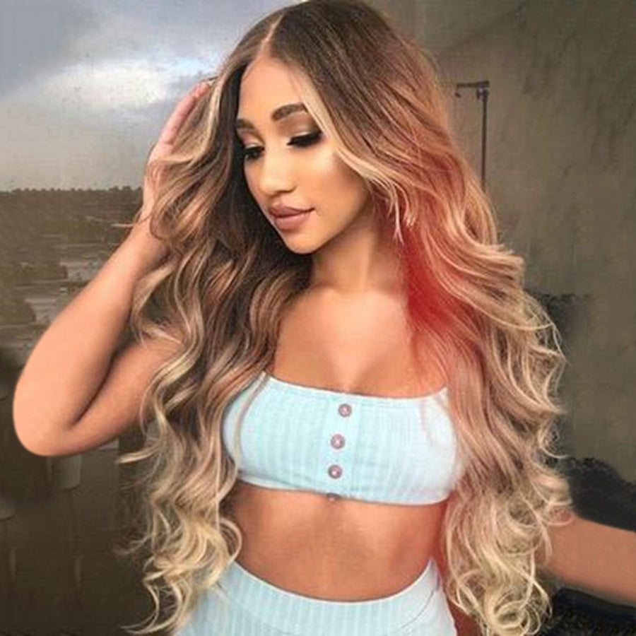 Long Curly Wavy Synthetic Wig Blone Natural Full Wigs For Women 25 Inches - bQute LuXe Hair & Lash Boutique 