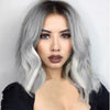 Fashion Black And Gray Gradient Curly Synthetic Two Tone Of Wigs Women - bQute LuXe Hair & Lash Boutique