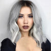 Fashion Black And Gray Gradient Curly Synthetic Two Tone Of Wigs Women - bQute LuXe Hair & Lash Boutique 