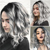 Short Wavy Bobo Human Hair Rose net  Wig Glueless Front Wigs Gray Women - bQute LuXe Hair & Lash Boutique 