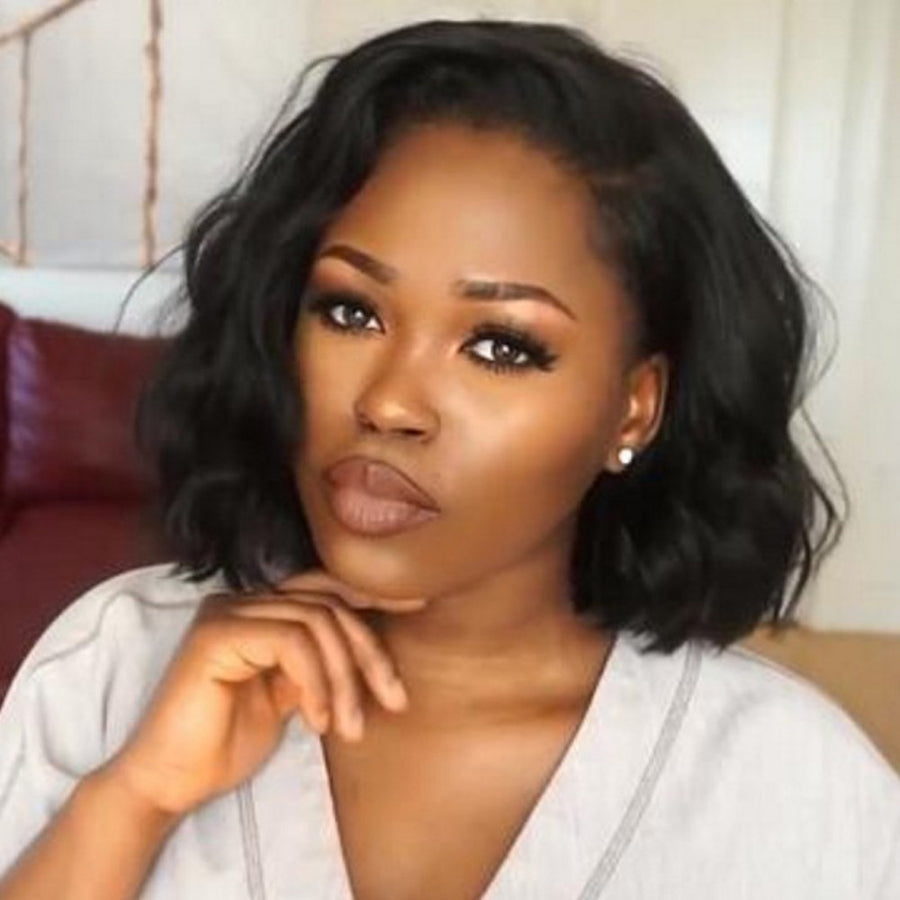 Fashion Short Wavy Bob Synthetic Wig for Black Women Black - bQute LuXe Hair & Lash Boutique 