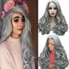 Sexy Gradient Gray Party Wigs Long Curly Hair Mixed Colors Synthetic Wig - bQute LuXe Hair & Lash Boutique