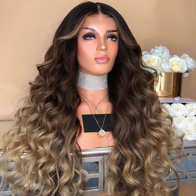 Girl Gradient Natural Brown Party Wig Long Full Curly Hair Fashion Synthetic Wig - bQute LuXe Hair & Lash Boutique