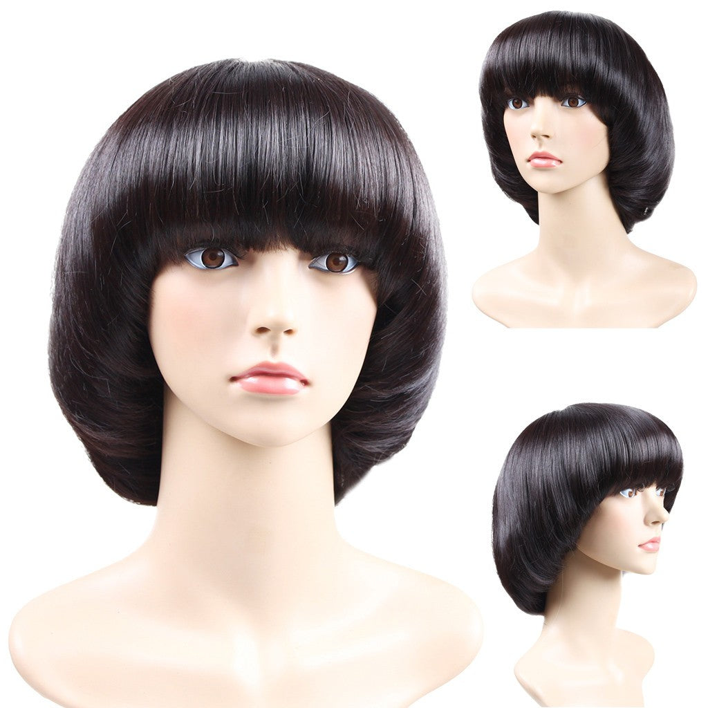 Fashion Synthetic Mushroom Head BOB Brown Black Hair Wig Natural Hair Wigs - bQute LuXe Hair & Lash Boutique